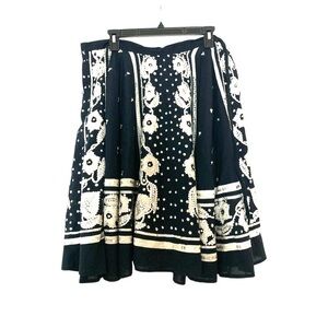 New Kookai Boho Embelished Embroidered Full Skirt Black Silver